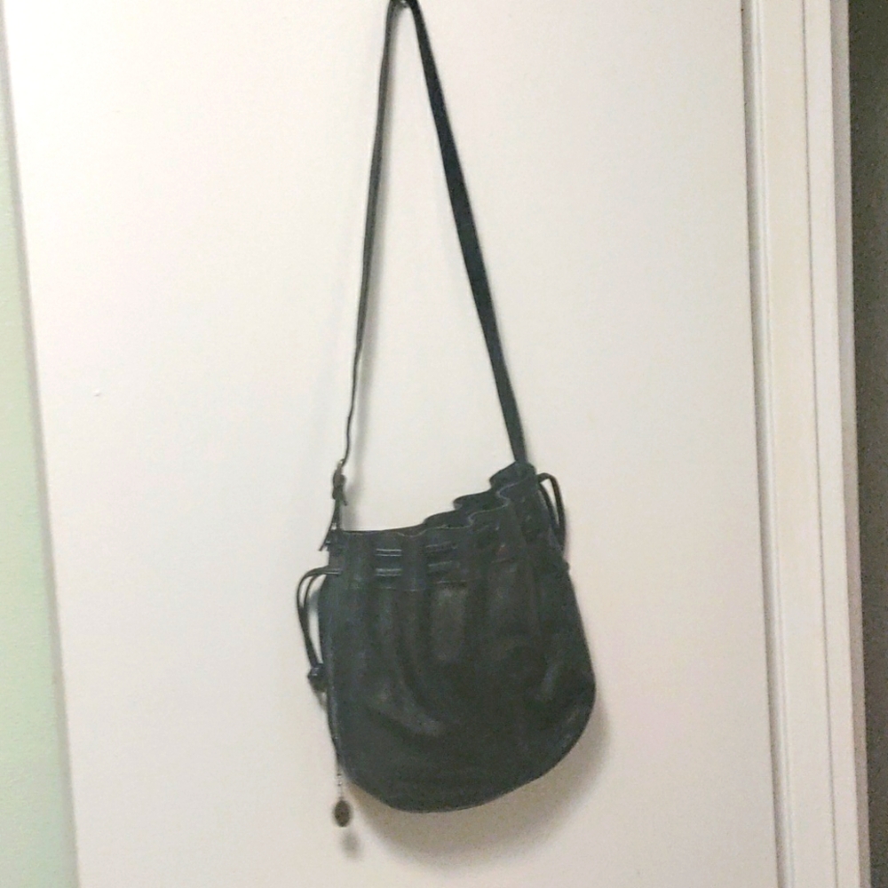Albi black leather crossbody bag